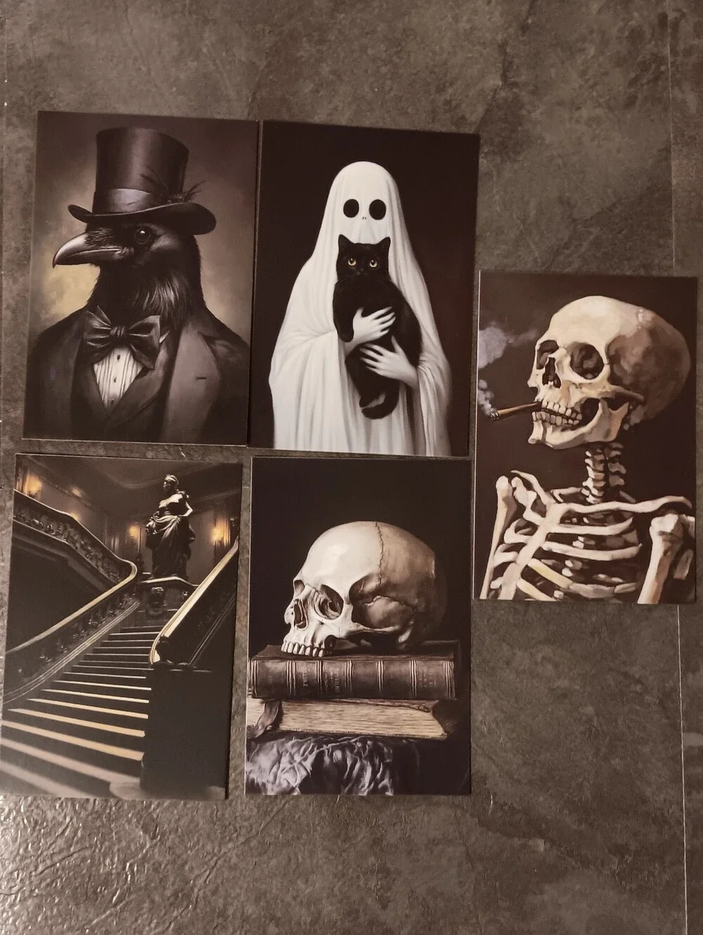 Dark Gothic Postcard Set Of 5, Academia Art Print Correspondence Notes 4x6